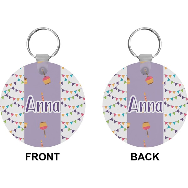 Happy Birthday Circle Keychain (Front + Back)
