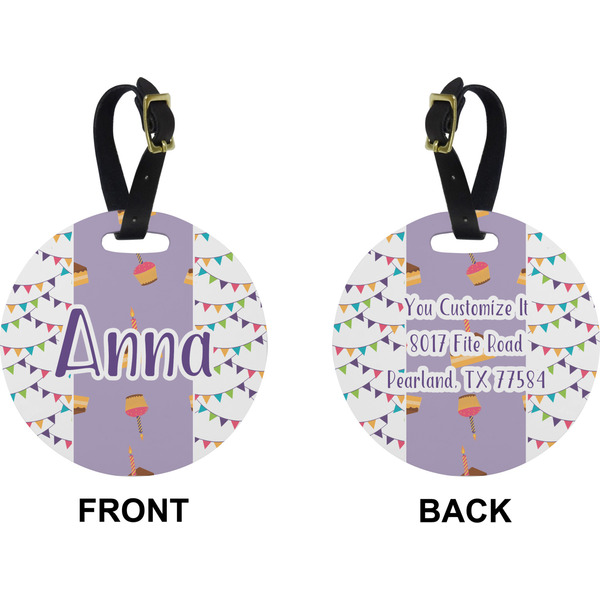 Happy Birthday Circle Luggage Tag (Front + Back)