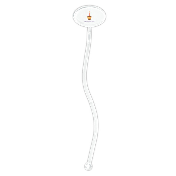 Happy Birthday Clear Plastic 7" Stir Stick - Oval - Single Stick
