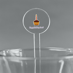 Happy Birthday 7" Round Plastic Stir Sticks - Clear (Personalized)