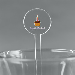 Happy Birthday 5.5" Round Plastic Stir Sticks - Clear (Personalized)
