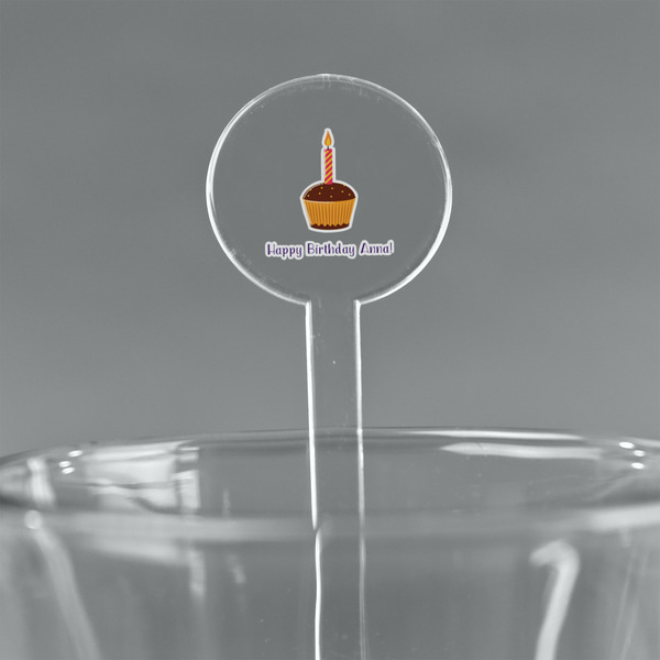 Custom Happy Birthday 5.5" Round Plastic Stir Sticks - Clear (Personalized)