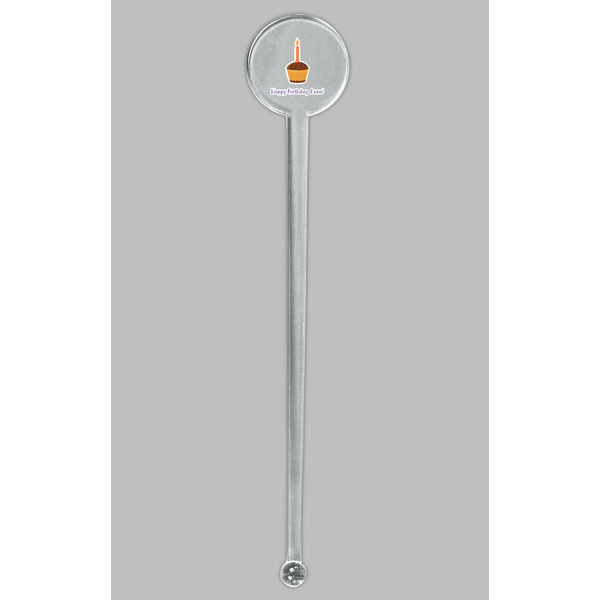 Happy Birthday Clear Plastic 7" Stir Stick - Round - Single Stick