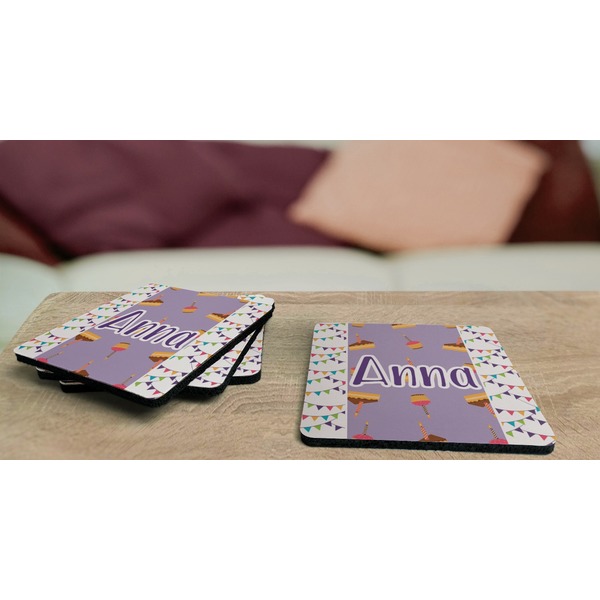 Happy Birthday Coaster Rubber Back - On Coffee Table