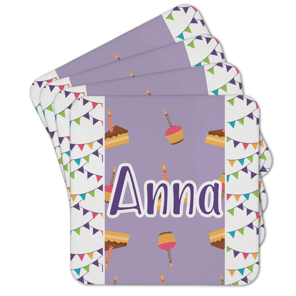 Custom Happy Birthday Cork Coaster - Set of 4 w/ Name or Text