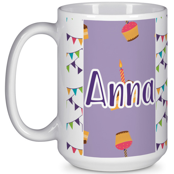 Custom Happy Birthday 15 Oz Coffee Mug - White (Personalized)