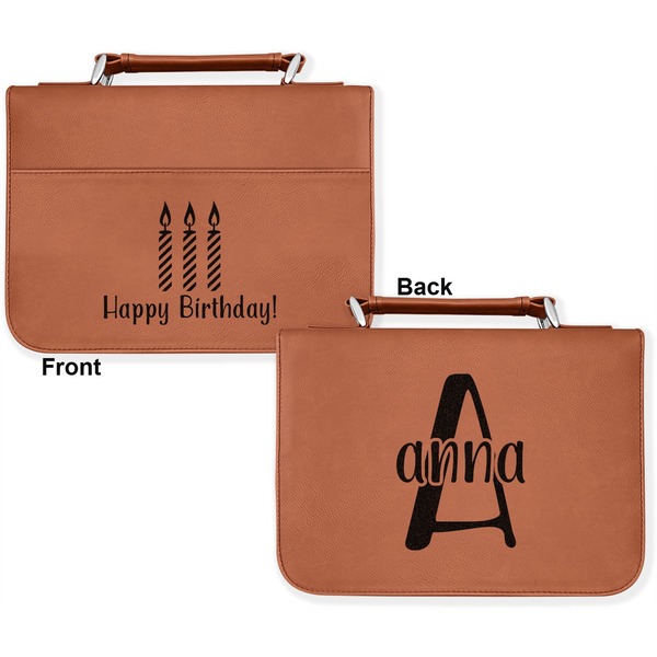 Happy Birthday Cognac Leatherette Bible Covers - Large Double Sided Apvl
