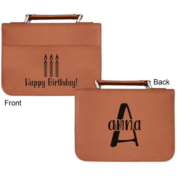 Happy Birthday Cognac Leatherette Bible Covers - Small Double Sided Apvl