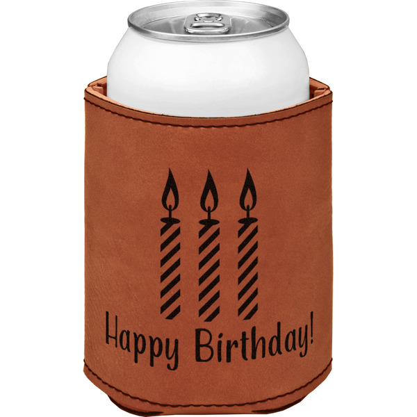 Custom Happy Birthday Leatherette Can Sleeve - Single Sided (Personalized)