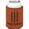 Happy Birthday Cognac Leatherette Can Sleeve - Single Front
