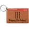 Happy Birthday Cognac Leatherette Keychain ID Holders - Front Credit Card