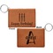 Happy Birthday Cognac Leatherette Keychain ID Holders - Front and Back Apvl