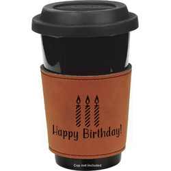 Happy Birthday Leatherette Cup Sleeve - Double Sided (Personalized)