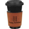 Happy Birthday Cognac Leatherette Mug Sleeve - Front