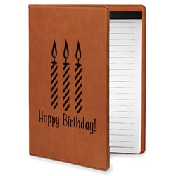 Happy Birthday Leatherette Portfolio with Notepad - Small - Single Sided (Personalized)