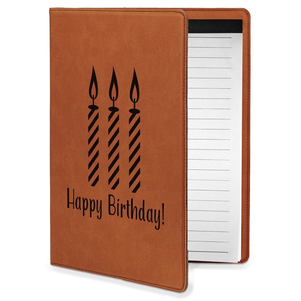 Custom Happy Birthday Leatherette Portfolio with Notepad - Small - Single Sided (Personalized)