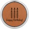 Happy Birthday Cognac Leatherette Round Coasters w/ Silver Edge - Single