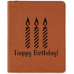 Happy Birthday Leatherette Zipper Portfolio with Notepad - Double Sided (Personalized)