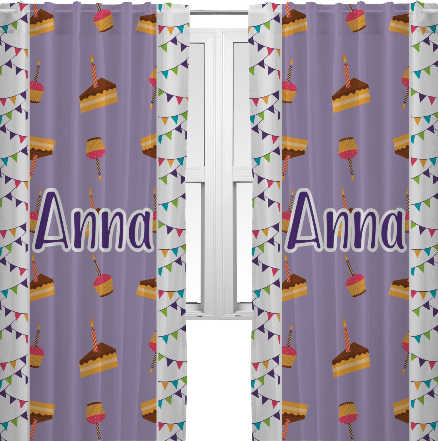 Happy Birthday Curtains 20"x63" Panels Unlined (2 Panels Per Set) (Personalized