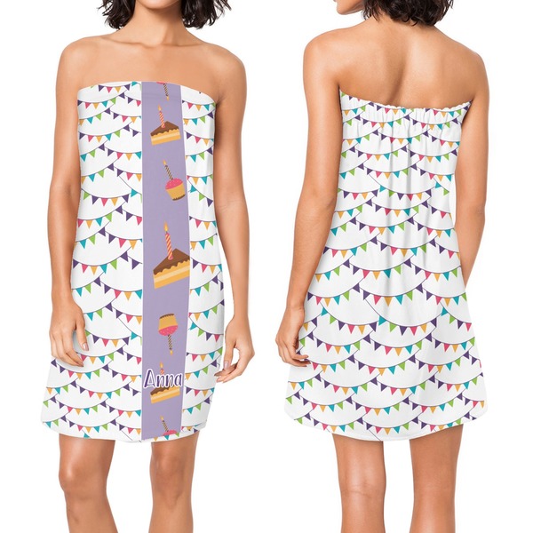 Happy Birthday Custom Bath Wrap - Front & Back View