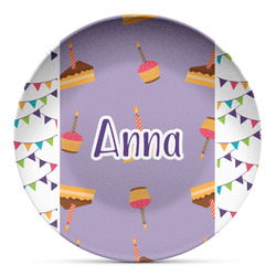 Happy Birthday Microwave Safe Plastic Plate - Composite Polymer (Personalized)