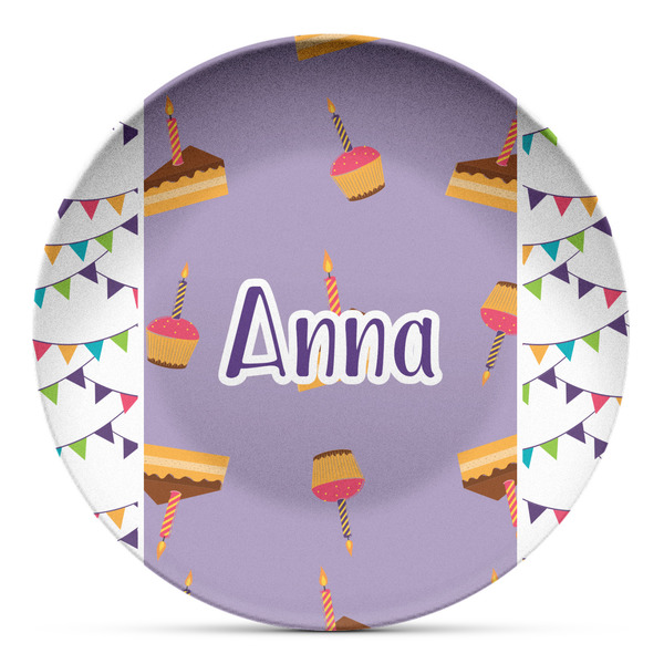 Custom Happy Birthday Microwave Safe Plastic Plate - Composite Polymer (Personalized)