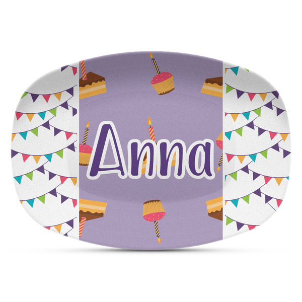Custom Happy Birthday Plastic Platter - Microwave & Oven Safe Composite Polymer (Personalized)