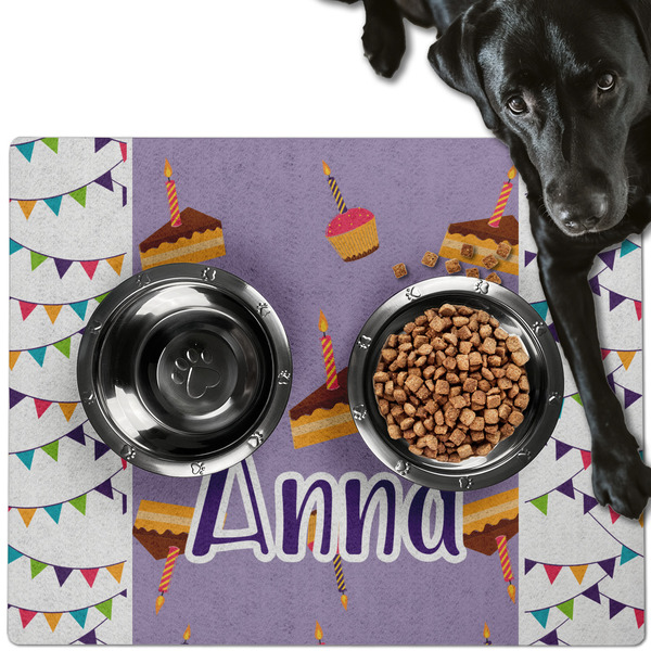 Custom Happy Birthday Dog Food Mat - Large w/ Name or Text