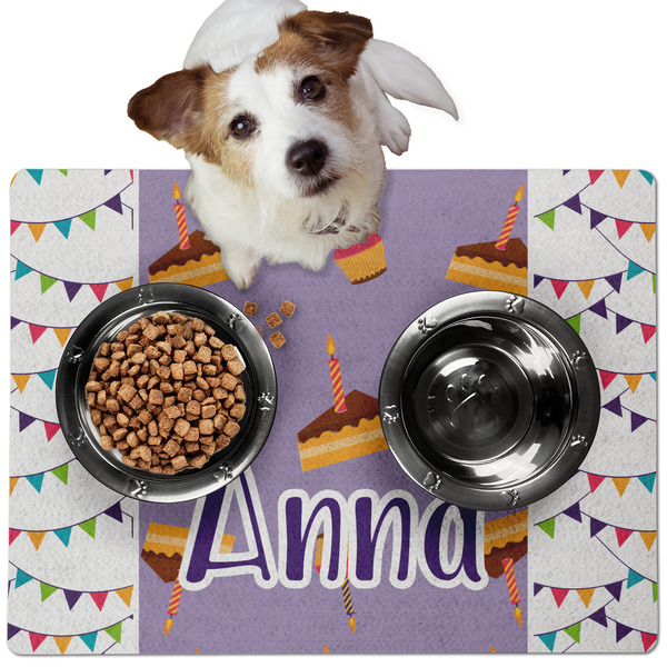 Custom Happy Birthday Dog Food Mat - Medium w/ Name or Text
