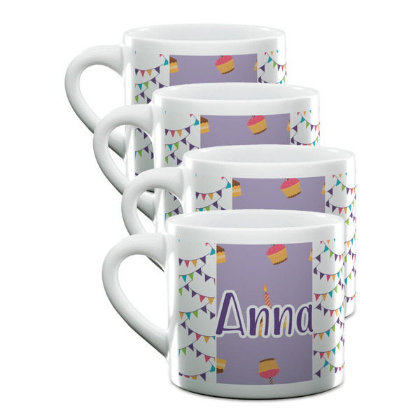 Custom Happy Birthday Double Shot Espresso Cups - Set of 4 (Personalized)