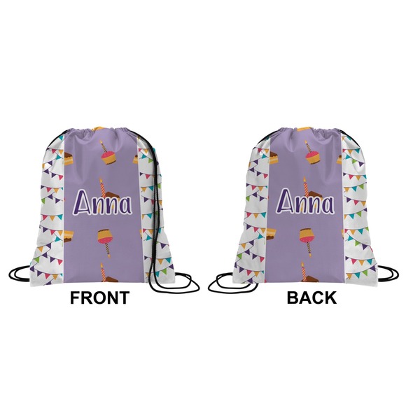 Happy Birthday Drawstring Backpack Front & Back Small