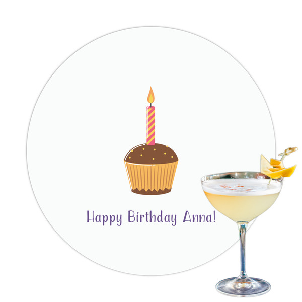 Custom Happy Birthday Printed Drink Topper - 3.25" (Personalized)