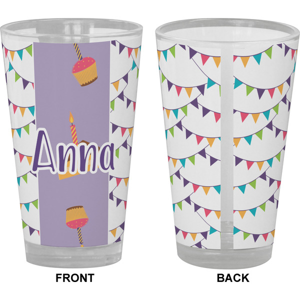 Happy Birthday Pint Glass - Full Color - Front & Back Views