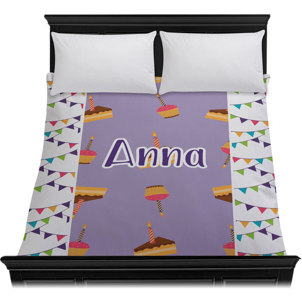 Happy Birthday Duvet Cover - Queen - On Bed - No Prop