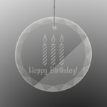 Happy Birthday Engraved Glass Ornament - Round (Personalized)