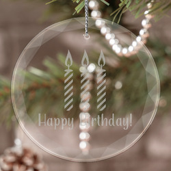 Happy Birthday Engraved Glass Ornament (Personalized)