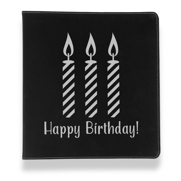 Happy Birthday Leather Binder - 1" - Black - Front View