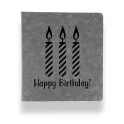 Happy Birthday Leather Binder - 1" - Grey (Personalized)