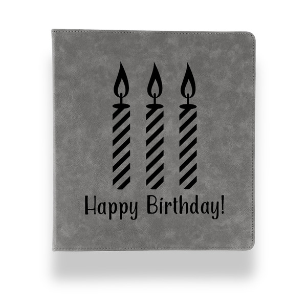 Happy Birthday Leather Binder - 1" - Grey - Front View