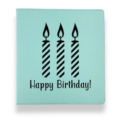 Happy Birthday Leather Binder - 1" - Teal (Personalized)