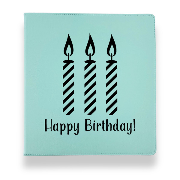Happy Birthday Leather Binders - 1" - Teal - Front View