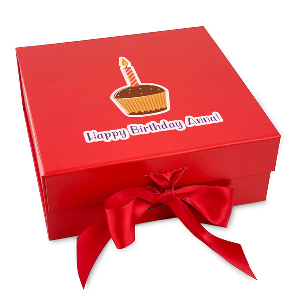 Custom Happy Birthday Gift Box with Magnetic Lid - Red (Personalized)