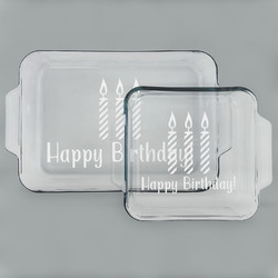 Happy Birthday Set of Glass Baking & Cake Dish - 13in x 9in & 8in x 8in (Personalized)