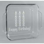 Happy Birthday Glass Cake Dish - 8in x 8in (Personalized)