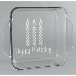 Happy Birthday Glass Cake Dish - 8in x 8in (Personalized)