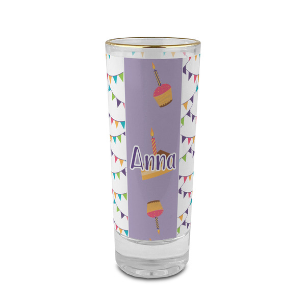Custom Happy Birthday 2 oz Shot Glass - Glass with Gold Rim (Personalized)