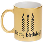 Happy Birthday Metallic Gold Mug (Personalized)