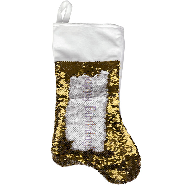 Custom Happy Birthday Reversible Sequin Stocking - Gold (Personalized)