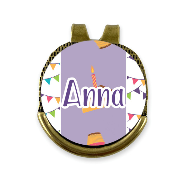 Custom Happy Birthday Golf Ball Marker - Hat Clip - Gold