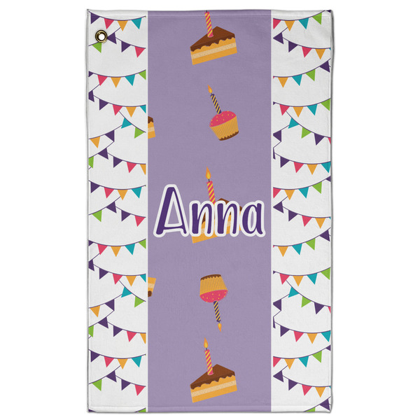 Custom Happy Birthday Golf Towel - Poly-Cotton Blend w/ Name or Text